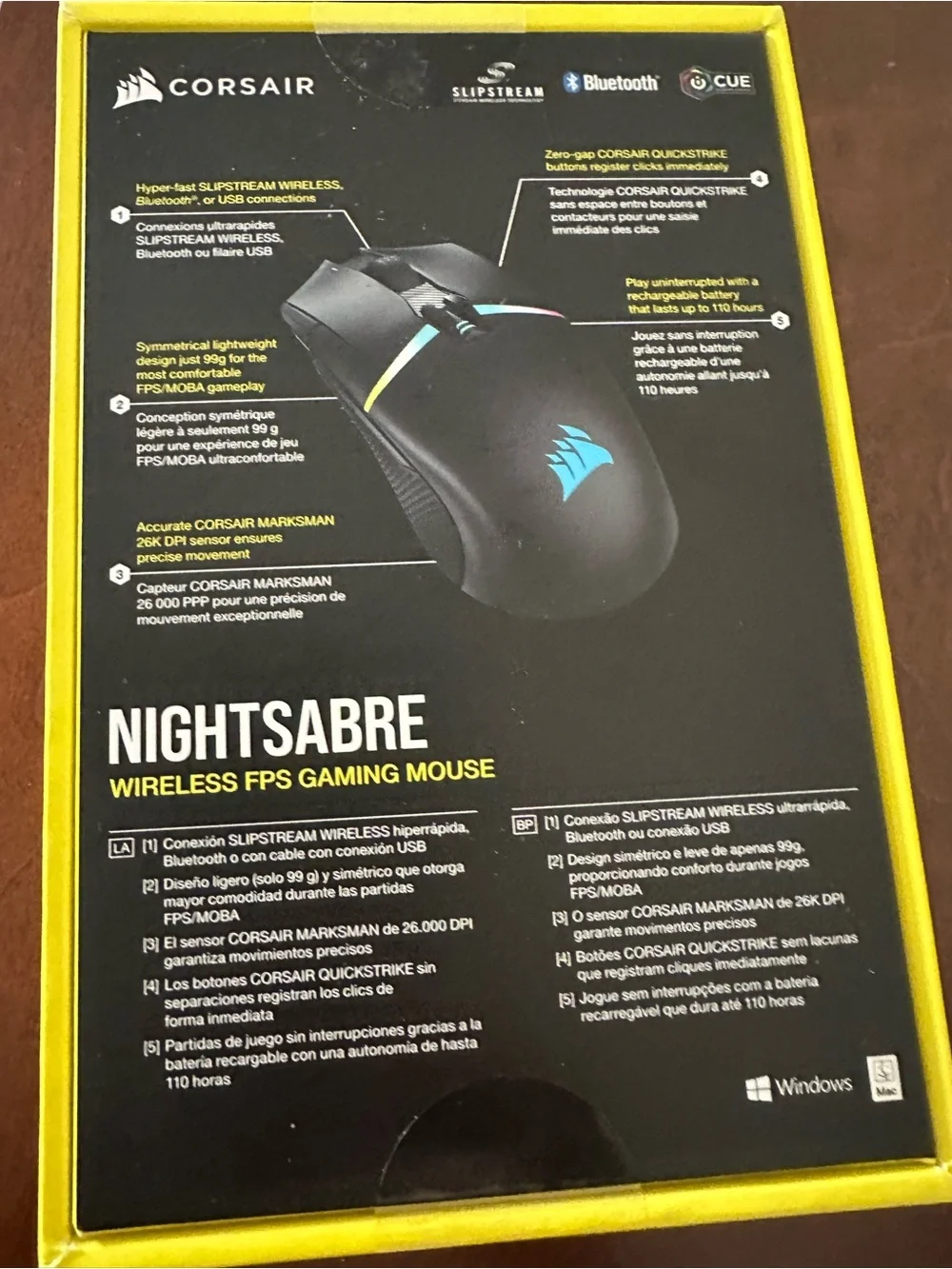 NWT - Corsair Nightsabre Wireless Gaming Mouse - Black with RGB Accents
